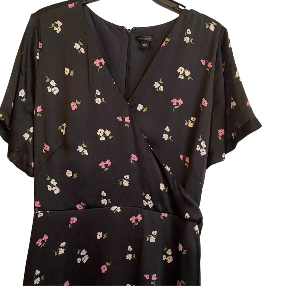 Ann Taylor Black Dress with Pink Floral Accents - Picture 3 of 4